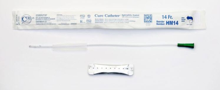 Cure Medical Catheter Male Coude Tip Intermittent Catheters - Male Coudé-Tip Intermittent Catheter, Sterile, 14 Fr x 16" - CQM14C