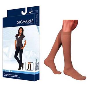 Sigvaris Cotton Comfort Compression Socks Closed Toe 20 to 30 mmHg, Medium, Long, Crispa