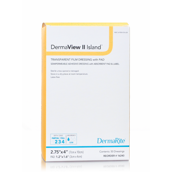 Dermaview Ii DermaRite DermaView II Island Transparent Film Wound Dressing with Non ...