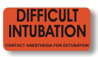 Laguna Coast Association Difficult Intubation Labels - Difficult Intubation Label - 10850-43