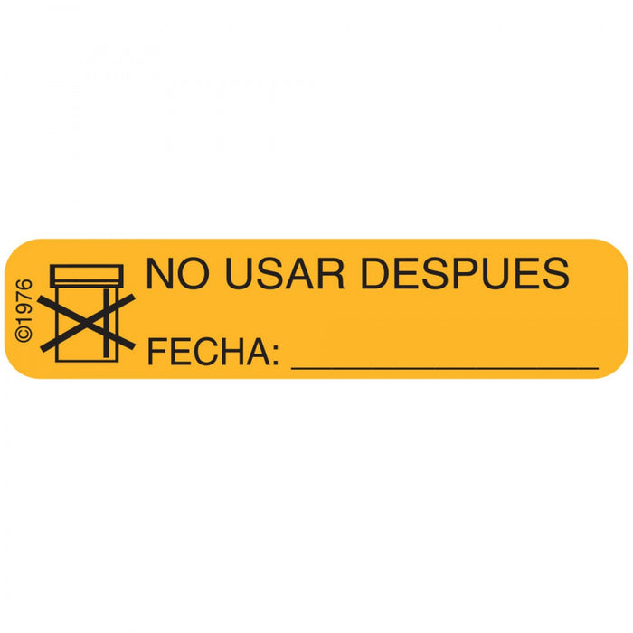 Label Paper Permanent No Usar Despues 1 9/16" X 3/8" Gold 500 Per Roll, 2 Rolls Per Box