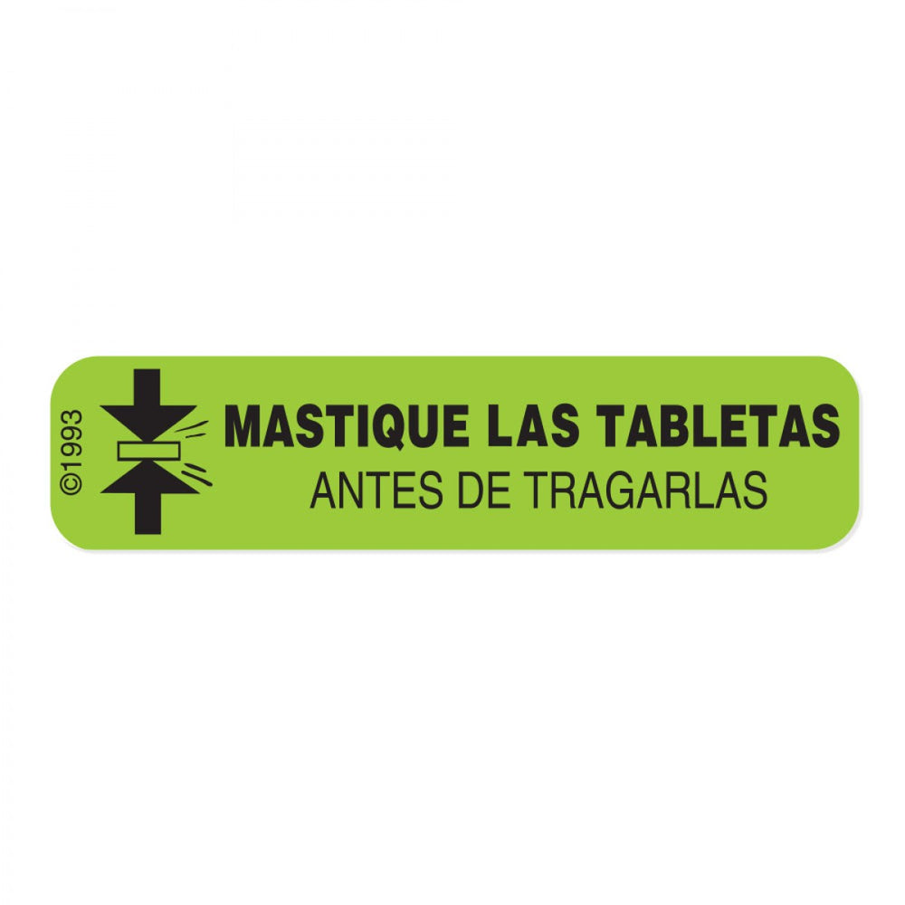 Label Paper Permanent Mastique Las Tabletas 1 9/16" X 3/8" Green 500 Per Roll, 2 Rolls Per Box