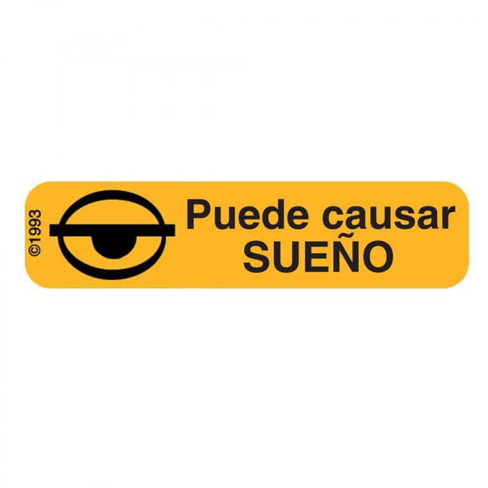 Label Paper Permanent Puede Causar Sueno 1 9/16" X 3/8" Gold 500 Per Roll, 2 Rolls Per Box