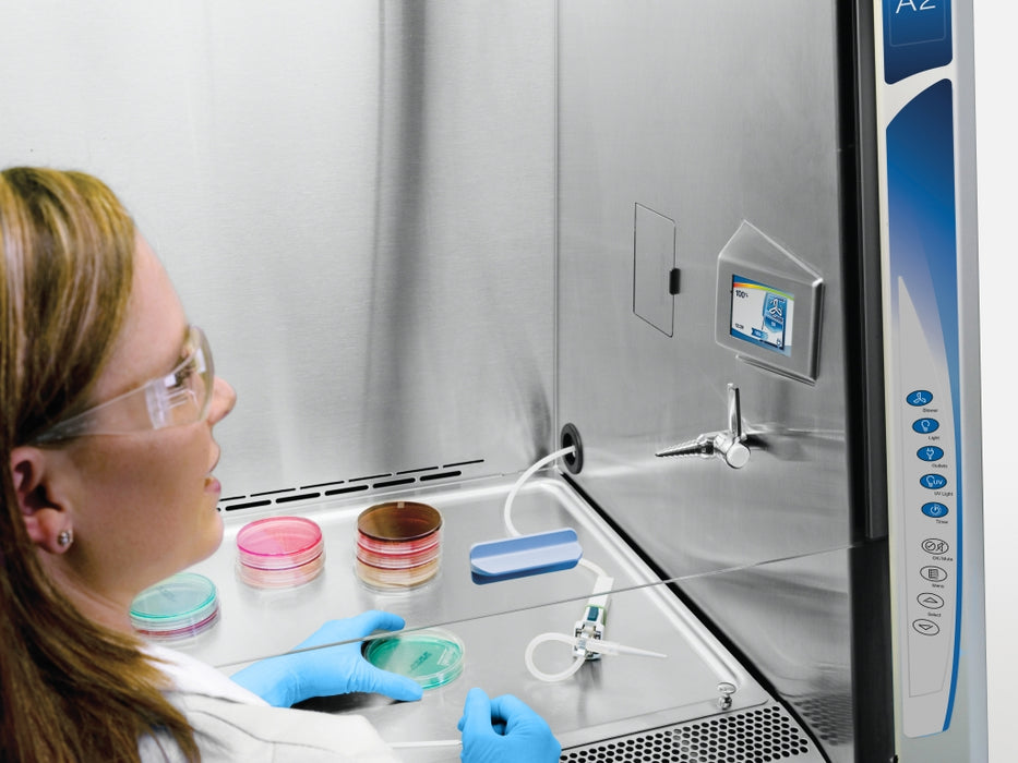 6' Purifier Logic+ Class II A2 Biological Safety Cabinet with 8" sash opening, UV Light, Service Fixtures, Vacu-Pass Portal and Base Stand