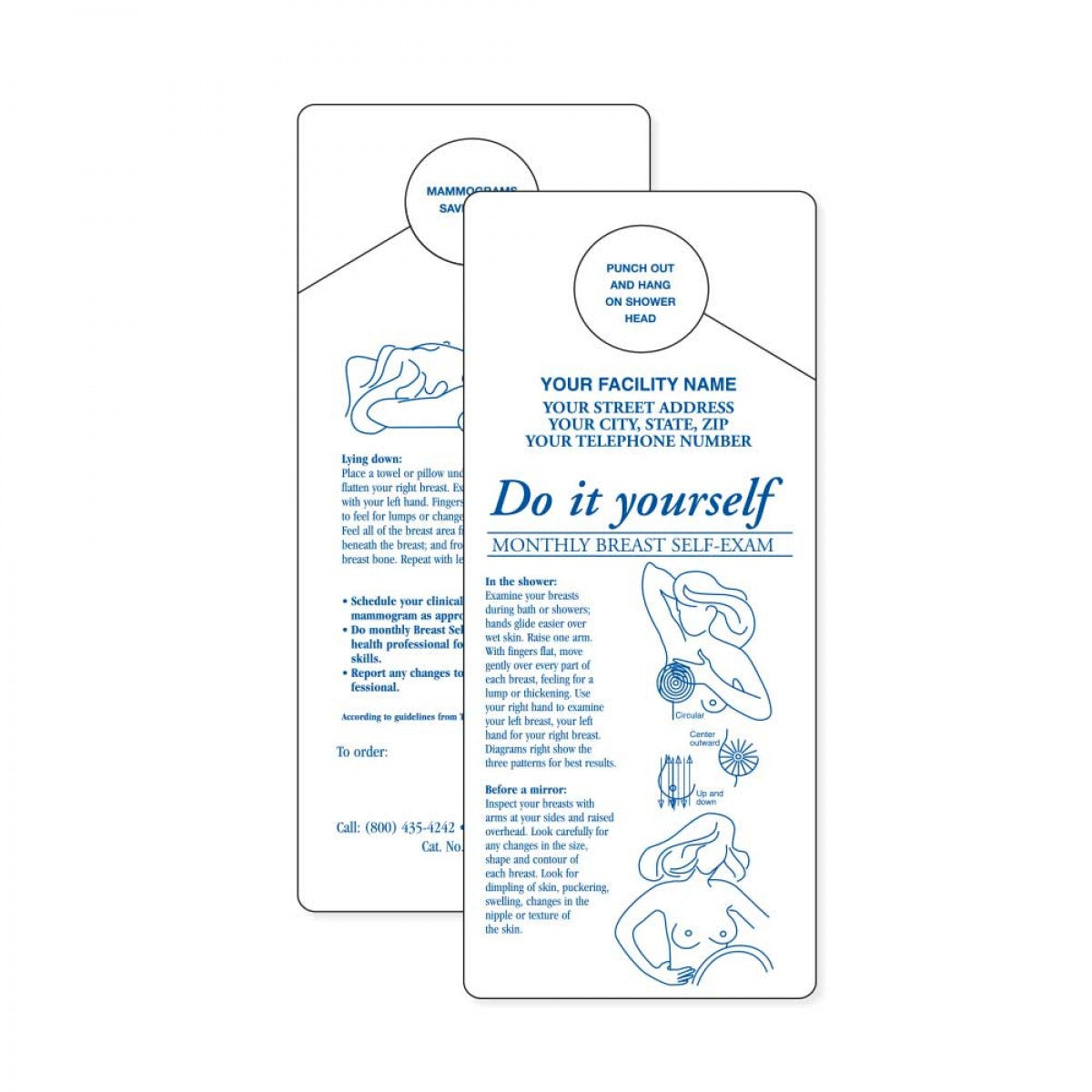 Patient Education Breast Self Exam Shower Card English White And Blue Plastic 1 Each
