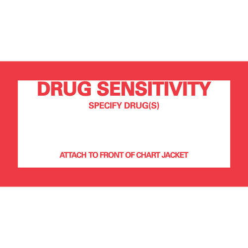 PDC Healthcare Diabetic Tapes / Labels - "Drug Sensitivity" Label - N-225