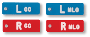 X-Ray Marker - Abbreviated Side: Left Suction Cup "Mlo" Color: Red And Blue Material: Acrylic Dimensions: 1-7/8" X 5/8" X 9/64" 1 / Each