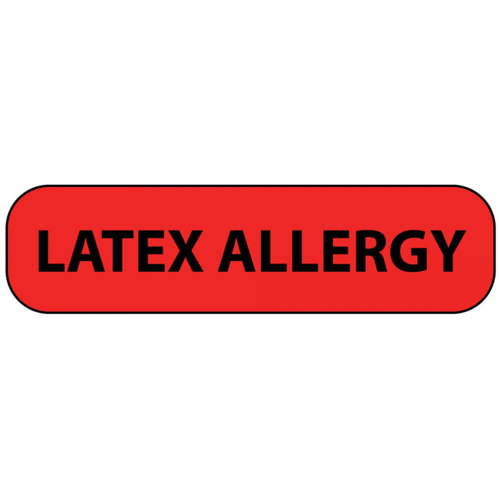 Label Paper Permanent Latex Allergy 1" Core 1 7/16" X 3/8" Fl. Red 666 Per Roll