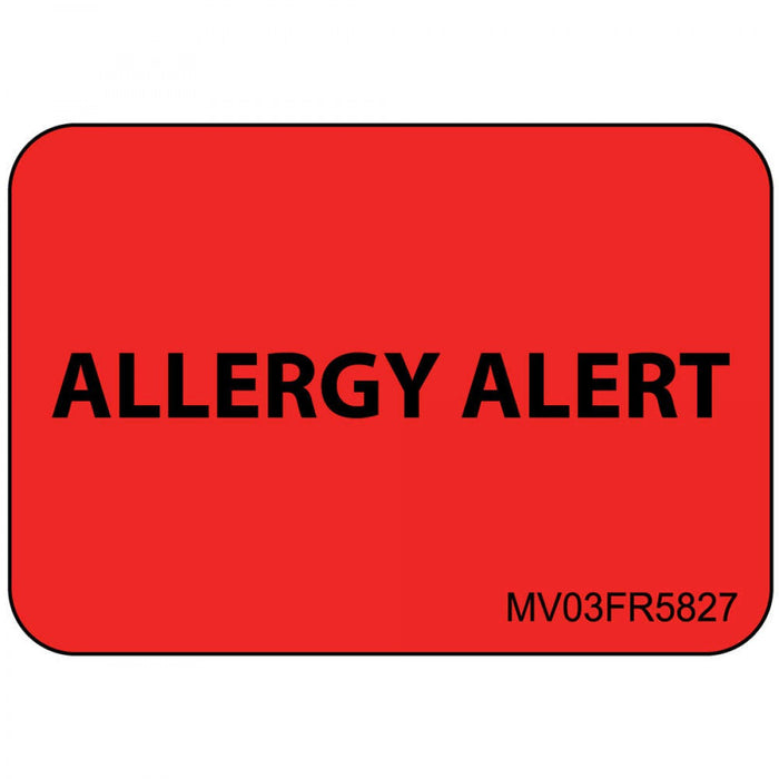 Label Paper Permanent Allergy Alert 1" Core 1 7/16" X 1 Fl. Red 666 Per Roll