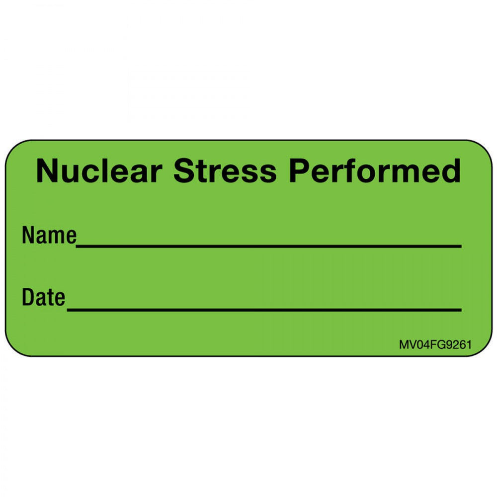 Label Paper Removable Nuclear Stress 1" Core 2 1/4" X 1 Fl. Green 420 Per Roll