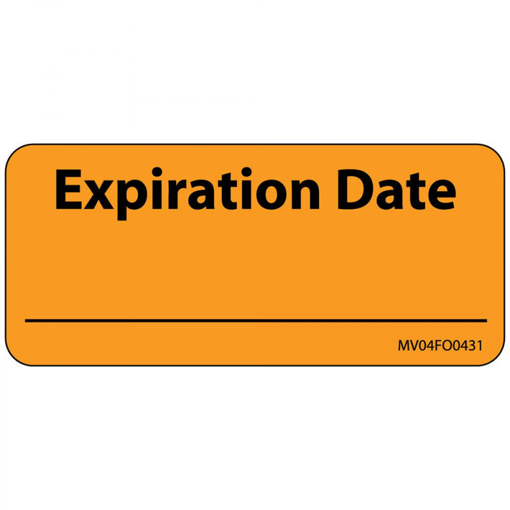 Label Paper Removable Expiration Date 1" Core 2 1/4" X 1 Fl. Orange 420 Per Roll