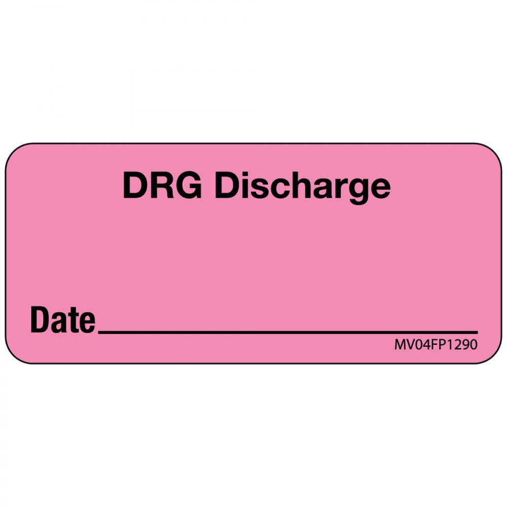 Label Paper Removable Drg Discharge 1" Core 2 1/4" X 1 Fl. Pink 420 Per Roll