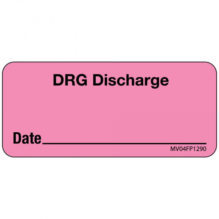 Label Paper Removable Drg Discharge 1" Core 2 1/4" X 1 Fl. Pink 420 Per Roll