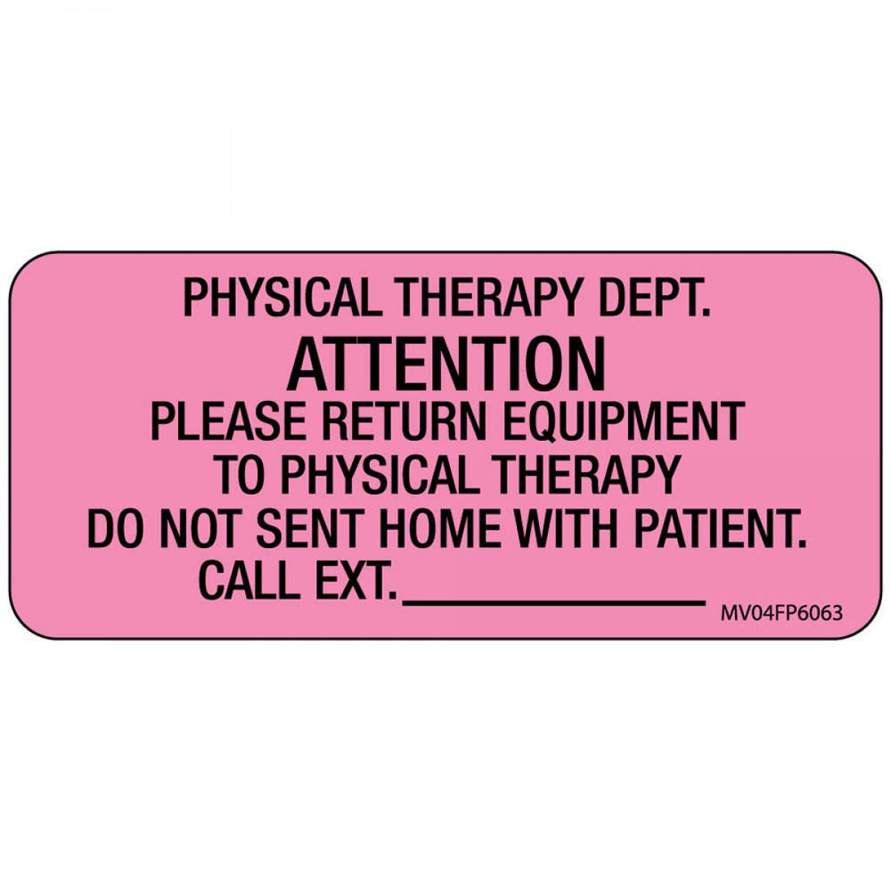 Label Paper Removable Physical Therapy 1" Core 2 1/4" X 1 Fl. Pink 420 Per Roll