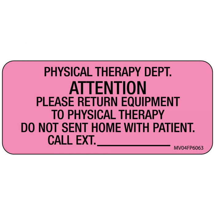 Label Paper Removable Physical Therapy 1" Core 2 1/4" X 1 Fl. Pink 420 Per Roll
