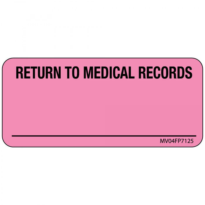 Label Paper Removable Return To Medical 1" Core 2 1/4" X 1 Fl. Pink 420 Per Roll