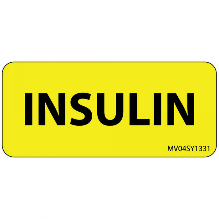 Label Paper Permanent Insulin 1" Core 2 1/4" X 1 Yellow 420 Per Roll