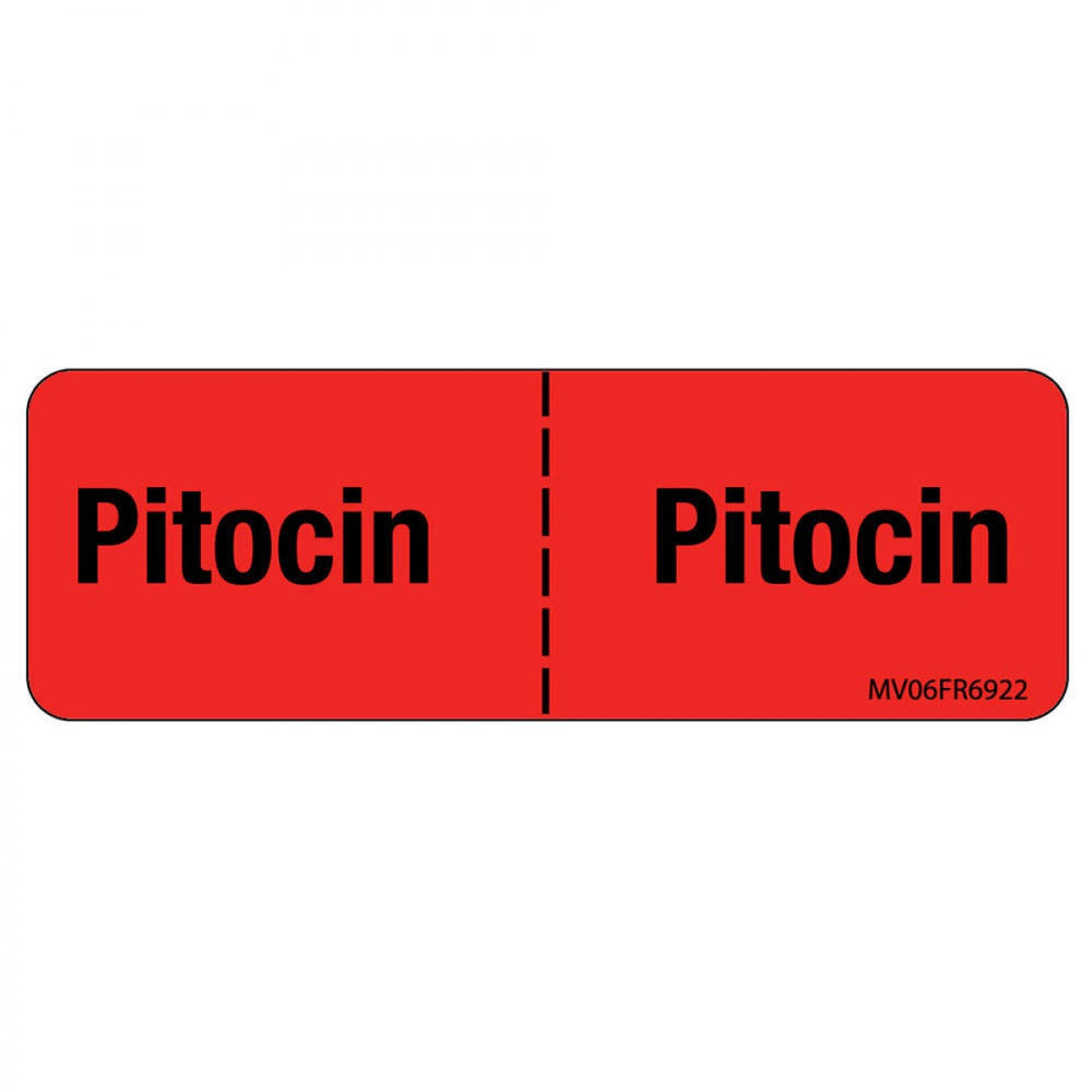 Label Paper Permanent Pitocin : Pitocin 1" Core 2 15/16" X 1 Fl. Red 333 Per Roll