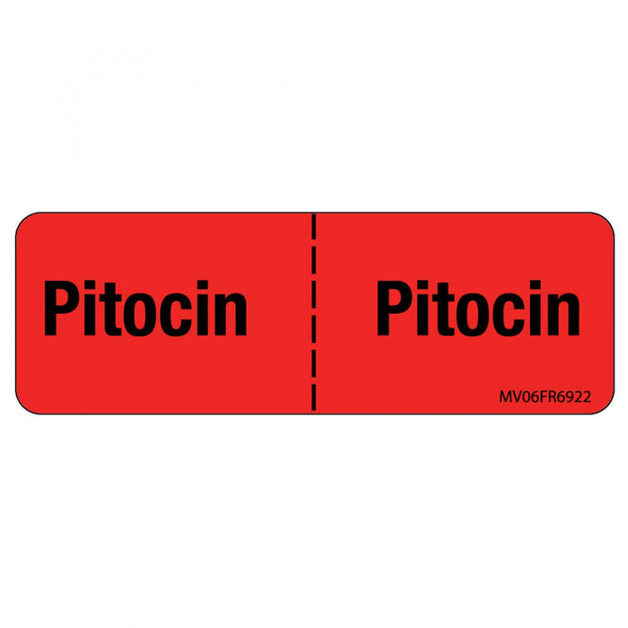 Label Paper Permanent Pitocin : Pitocin 1" Core 2 15/16" X 1 Fl. Red 333 Per Roll