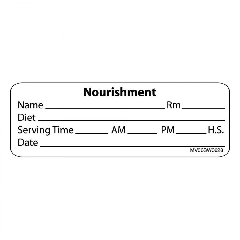 Label Paper Removable Nourishment Name Rm 1" Core 2 15/16" X 1 White 333 Per Roll