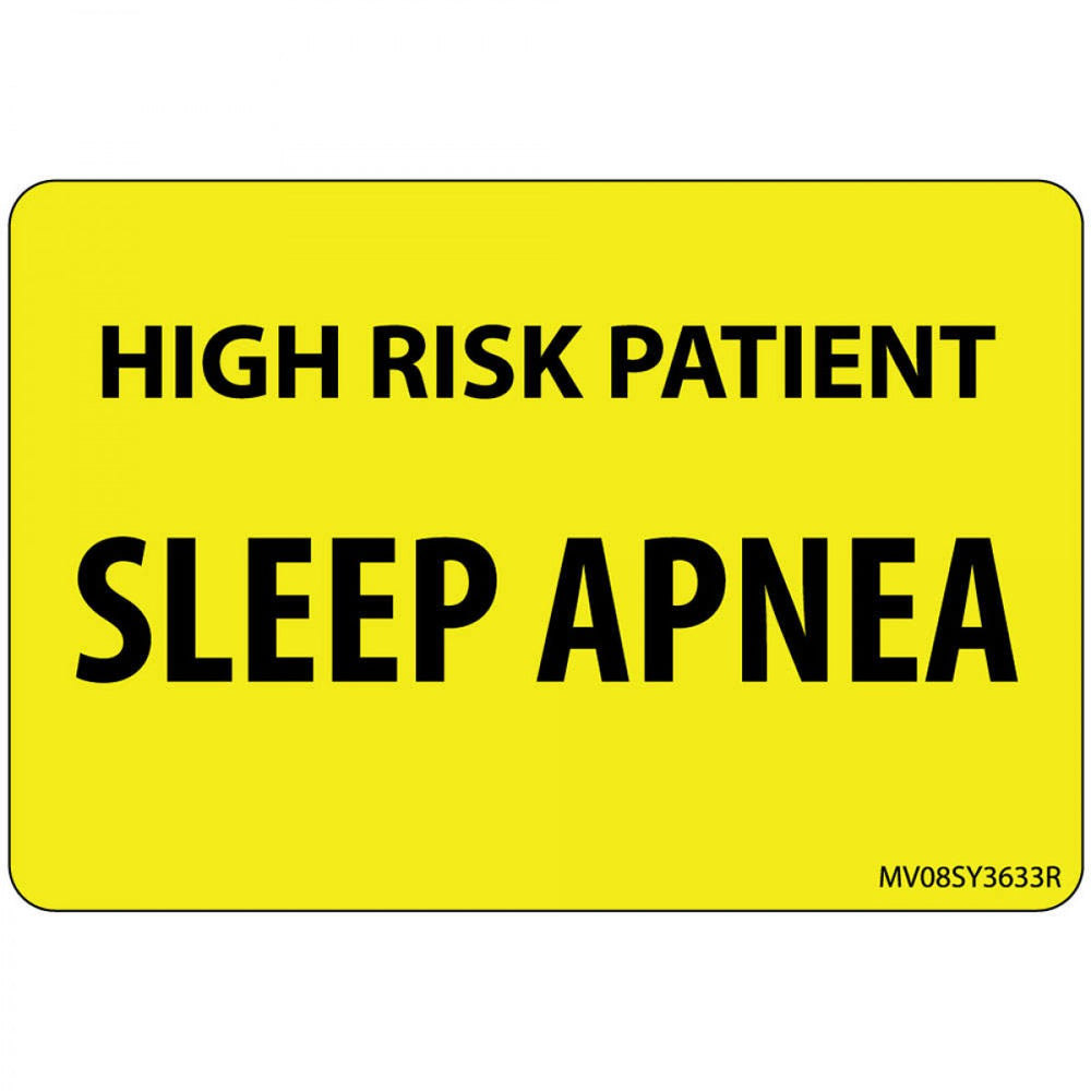 Label Paper Removable High Risk Patient 1" Core 2" 15/16" X 2 Yellow 333 Per Roll