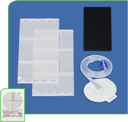DeRoyal Standard Foam Kits - Black Foam Wound Kit with 2 Transeal Triple Release Drapes, 8" x 12", 1 Thin Helix Cut Black Foam, 20 cm x 12.5 cm x 1.5 cm, TopDraw Suction Dome, Size M - NP-0516