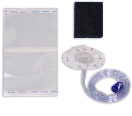 DeRoyal Standard Foam Kits - Black Foam Wound Kit with 3 Transeal Triple Release Drapes, 8" x 12", 1 Dermanet AG+ 8" x 18" Dressing, 1 Black Foam Square, 25 cm x 15 cm x 3 cm, Size L - NP-0507