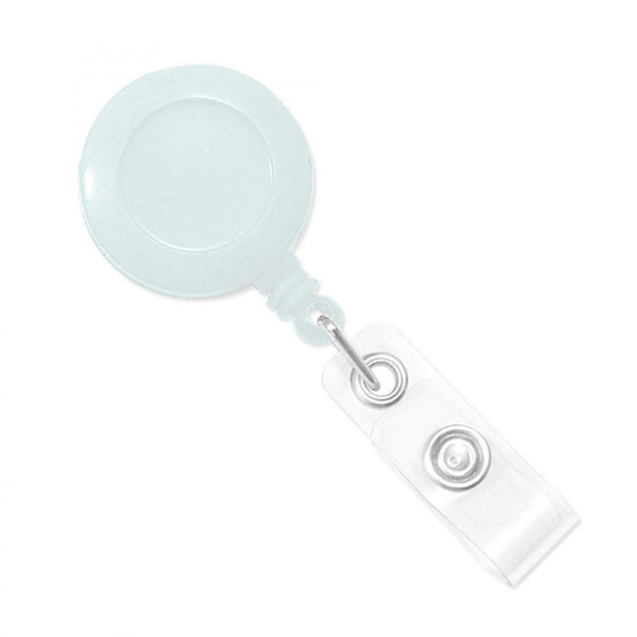Badge Reel 1-1/4" Circle Plastic White 25/Pack