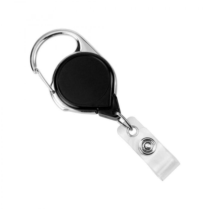 Carabiner Badge Reel 1-1/4" Circle Plastic Black 25/Pack