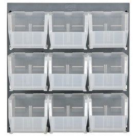 PANEL, LOUVERED, GRAY, 18"X19", W/9CLR BINS