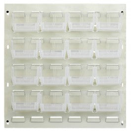 Quan ClearStack&HangBins w/LouverPnls - PANEL, LOUVERED, WHITE, 18"X19", W/16CLR BIN - QLP-1819HC-210-16CL