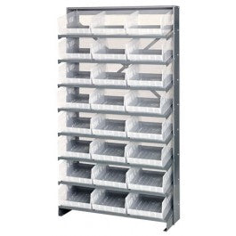 RACK, BENCH, STEEL, 24CLR BINS, 12"X36"X60"