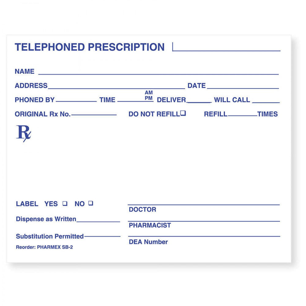 Prescription Pad Paper 5" X 4" White 1000 Per Package