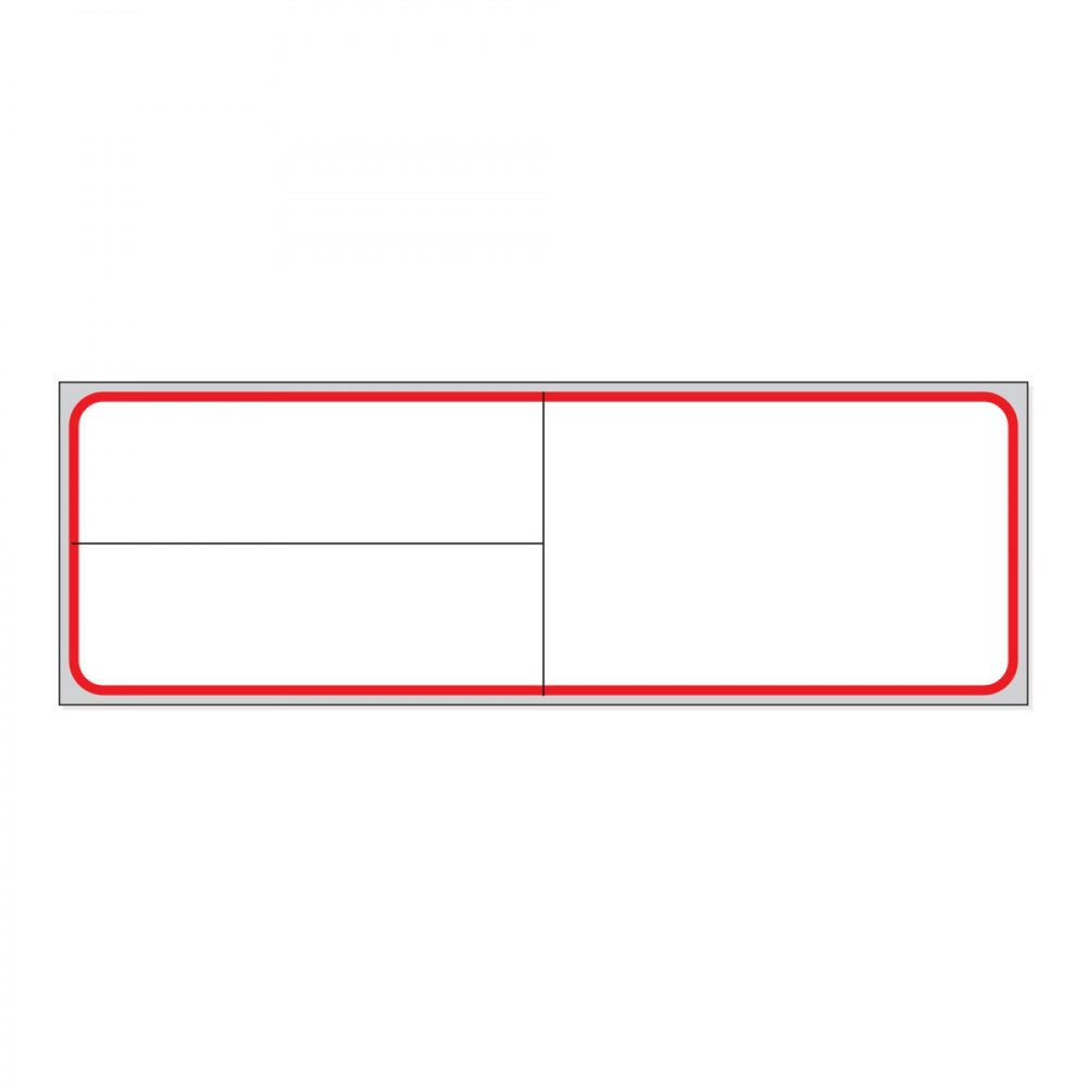 Label Meditech Direct Thermal Paper Permanent 3" Core 4" X 1 1/4" White With Red 1800 Per Roll, 2 Rolls Per Box