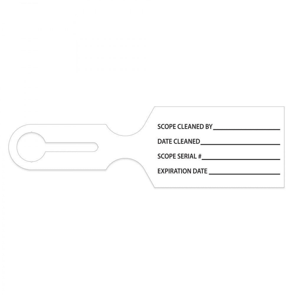 Printed On Tag: Scope Cleaned By Color: White Dimensions: 8 1/2" X 2 1/2" Information Area: 4" X 2 1/2" Quantity: 1000/Case