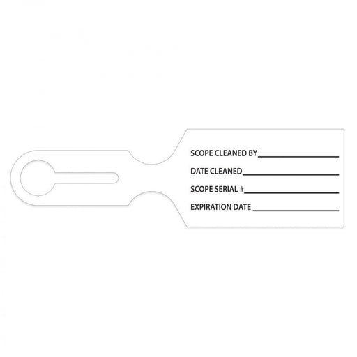 Printed On Tag: Scope Cleaned By Color: White Dimensions: 8 1/2" X 2 1/2" Information Area: 4" X 2 1/2" Quantity: 1000/Case