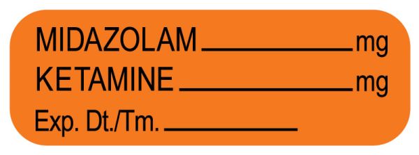 Medical Use Labels - Anesthesia Label, Midazolam/Ketamine mg, 1-1/2" x 1/2"