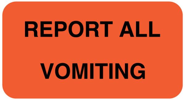 Medical Use Labels - REPORT VOMITING Communication Label, 1-5/8