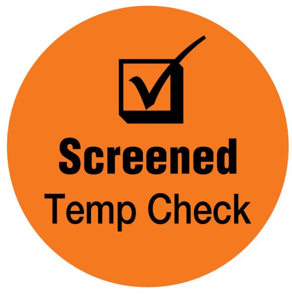Medical Use Labels - SCREENED TEMP CHECK, Orange, 3/4
