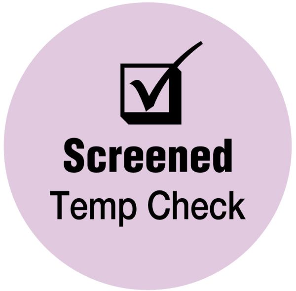 Rom Temp Check Medical Use Labels - SCREENED TEMP CHECK, Violet, 3/4