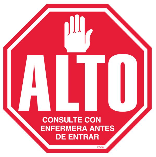 Medical Use Labels - Stop Sign Infection Control Labels, 6" x 6",Spanish