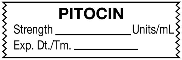 Medical Use Labels - Anesthesia Tape, Pitocin units/mL, 1-1/2" x 1/2"