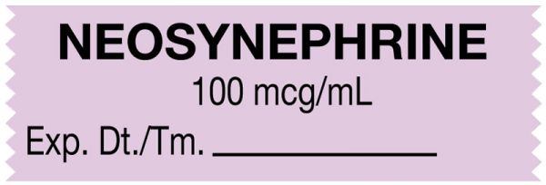 Medical Use Labels - Anesthesia Tape, Neosynephrine 100 mcg/mL, 1-1/2" x 1/2"