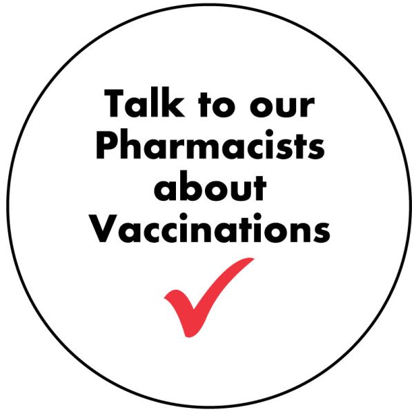 Medical Use Labels - Talk to our Pharmacists about Vaccinations, 2" Dia
