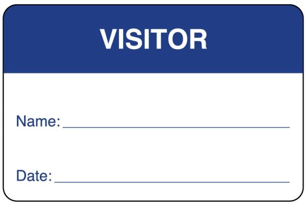 Medical Use Labels - VISITOR BADGE - BLUE - 2-3/4X1-3/4