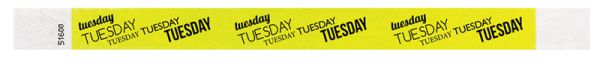 Medical Use Labels - TUESDAY Adult Tyvek Weekday Wristband, 10" x 3/4"