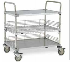 InterMetro Case Carts - Closed Case Cart, Stainless Steel, Open, with Handle, 24" x 36" x 39" - CASE-OL36H